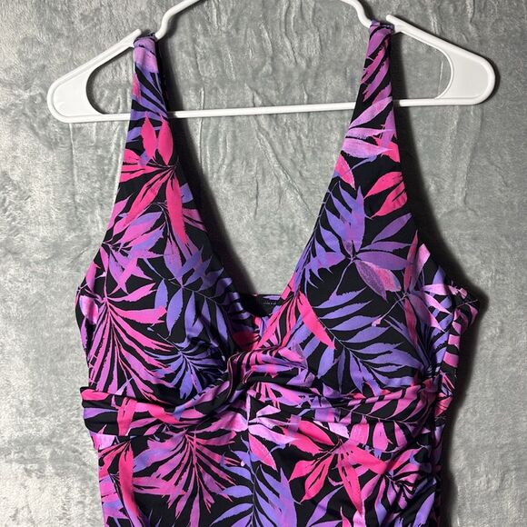 Kim Gravel Swimsuits for All Pinks Floral Ruched One Piece Swimsuit Size 16 - Picture 2 of 9